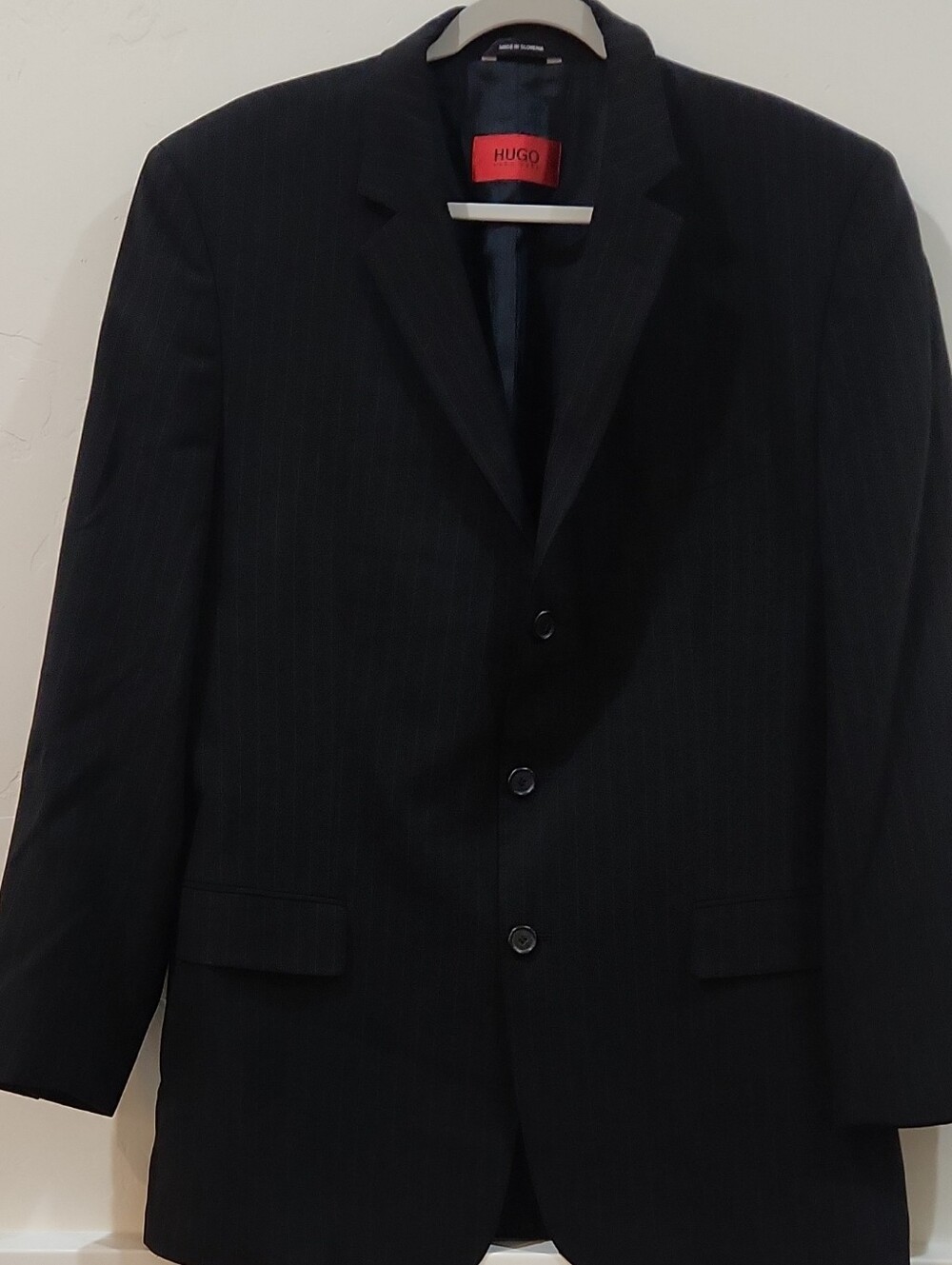 HUGO Black Pinstripe Suit Jacket